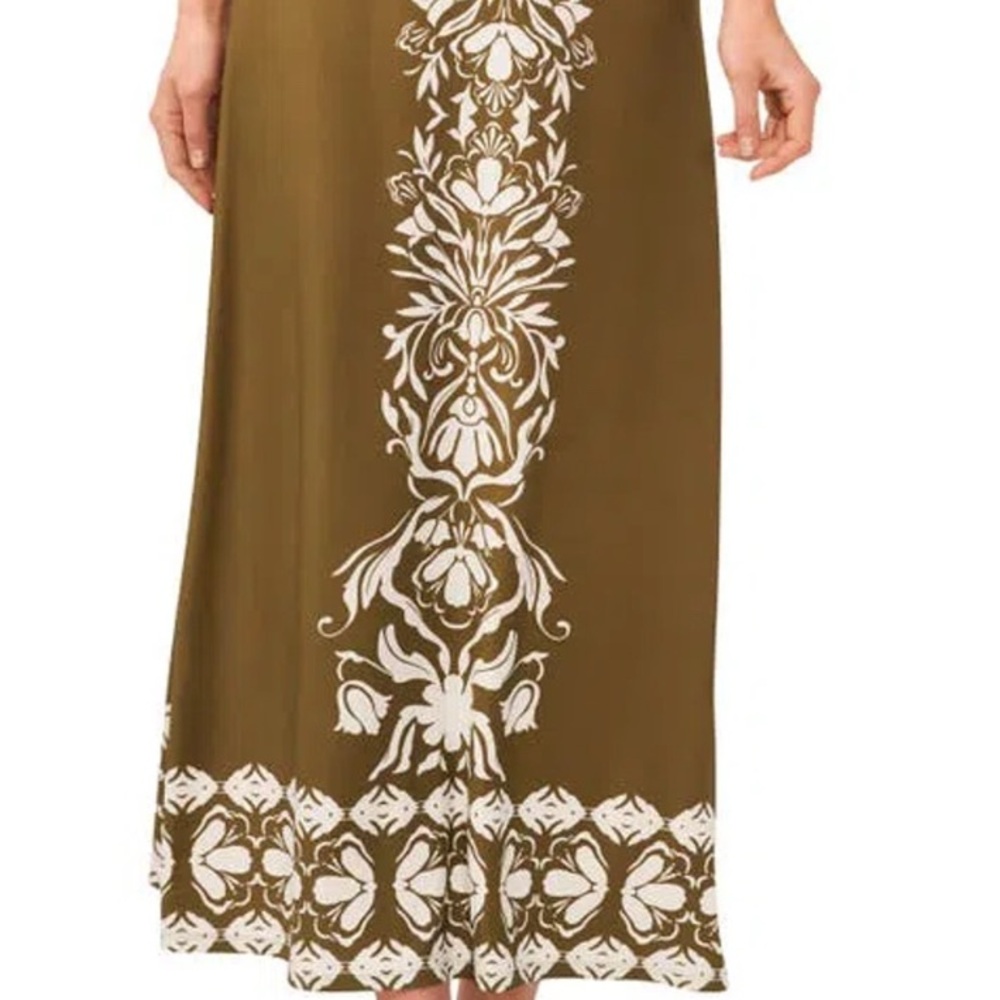 Halogen Olive Floral A-Line Skirt